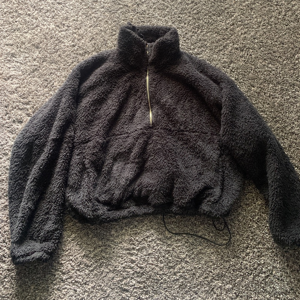 Half zip fuzzy sweater